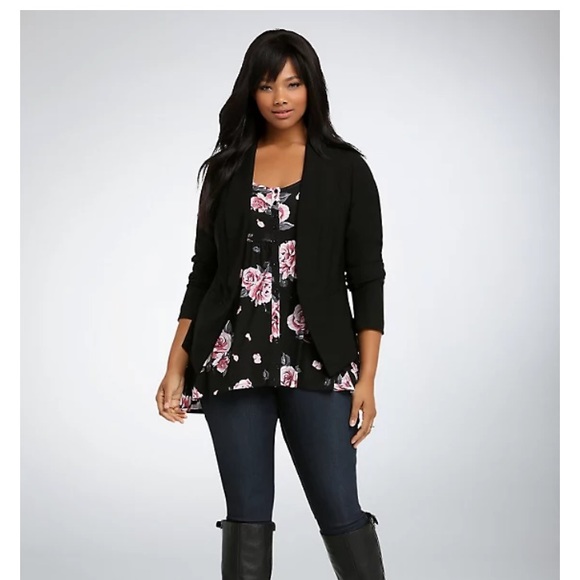 Torrid Plus Size Chic Cutaway Stretch Blazer Black #10425350 Size 3X - Picture 3 of 14